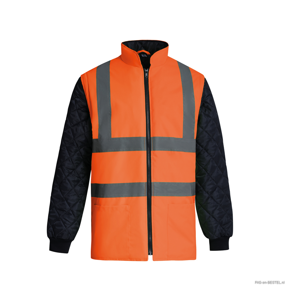 YHV008SL - Gewatteerde Hi-Vis jas met afneembare mouwen